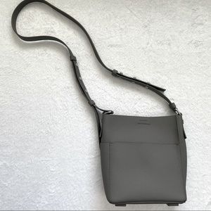ALL SAINTS Adelina Small Pebbled Leather Tote Gray
